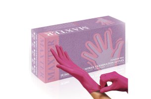 Rukavice Maxter Nitrile - Ružové (100ks/bal.) L